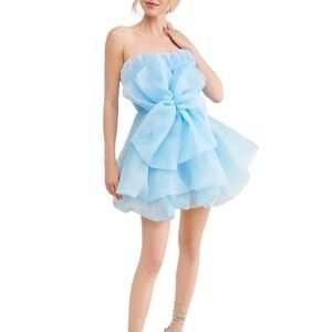 NWT Anthropologie Let Me Be Ruffle Tiered
Strapless Dress in Light Blue …